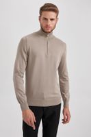 DEFACTO Slim Fit Slim Cut Stand Collar Half Zipper Basic Plain Knitwear Sweater