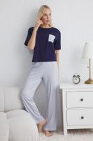 Trendyol Blue Galaxy Jersey Knitted Pajama Set