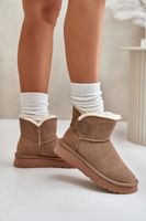 Leather suede snow boots with fur Vinceza beige