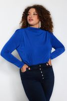 Trendyol Curve Sax Sleeves Padded Knitted Blouse