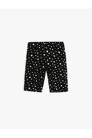 Koton Shiny Short Leggings With Elastic Waist, Star Printed Cotton