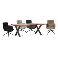 Voleo JEDÁLENSKÝ STÔL, mangové drevo, prírodná farba, čierna, 200/100/78 cm