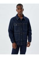 Koton Denim Jacket Oversize Shirt Collar Buttoned Cotton