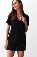 Trendyol Black Lace Viscose Woven Pajama Set