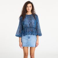 Koszulka Desigual Pleated Long-Sleeved Blouse Azul Oscuro S