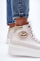 Női magas felső cipzáras tornacipő Lemar White Katerin