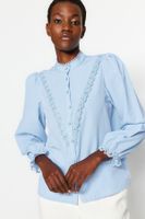 Trendyol Light Blue Lace Cotton Woven Shirt