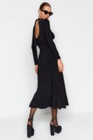 Trendyol Black Backless Skirt Flounced High Collar Maxi Length Knitted Dress