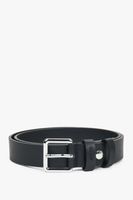 Estro: Cienki czarny pasek damski ze skóry naturalnej ze srebrną sprzączką