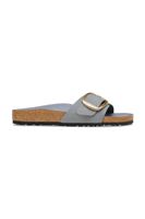 Birkenstock papuci cu toc plat pentru femei, din nubuc Madrid Big Buckle