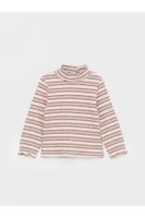 LC Waikiki Half Turtleneck Striped Soft Textured Baby Girl T-Shirt