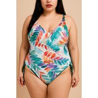 Plus Size Einteiler Badeanzug Mit Print, Multicolor