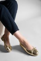 Marjin Women's Daily Ballet Flats Round Nose Ballerina Ballet Flats Adusa Gold Snake