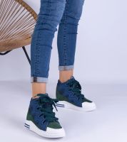 Gemre Granatowe sneakersy damskie z grubymi sznurówkami Gralina