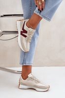 PS1 Buty Sportowe Sneakersy Damskie Beżowo-Bordowe Britma