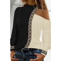 Locker Geschnittenes Top Mit Geometrischem Musterdetail  Nelyna, Schwarz-Beige