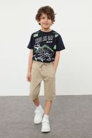 Trendyol Beige Boy's Elastic Waist and Tied Woven Capri/Shorts