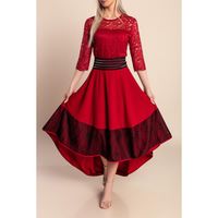 Elegantna Haljina S Čipkom Bianca, Bordo