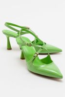 LuviShoes Pistachio Green Patent Leather Women's Pointed Toe Thin Heeled Shoes