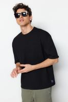 Trendyol Black Oversize/Wide Cut Short Sleeve Pocket Label Detailed T-Shirt