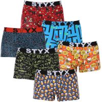 6PACK pánské boxerky Styx art sportovní guma vícebarevné (6G12697124) S