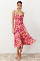 Trendyol Multicolored A-Line Rose Detailed Woven Dress