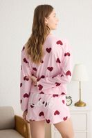 Trendyol Pink 100% Cotton Heart and Slogan Knitted Pajama Set