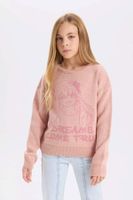 DEFACTO Girl's Crew Neck Patterned Knitwear Sweater