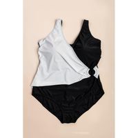 Plus Size Badeanzug, Schwarz Und Weiß