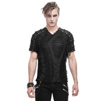gothic i punk majica muško - Punk Darkness Tattered Striped Summer - DEVIL FASHION - TT138 XXL-3XL
