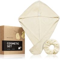 BrushArt Home Salon Hair towel and scrunchie set Σετ Cream (για τα μαλλιά)