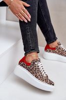 Bőr platformos sneakers leopárdmintával Zazoo 3346 barna-fekete