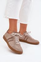Zamatos Alacsony Sneaker Női Sötét Bézs Zazoo N1068