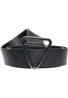 Triangular buckle belt made of synthetic leather, black