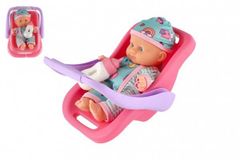 Bábika/bábätko 20 cm plast v nosidle/autosedačke s fľaštičkou v blistri