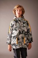 DEFACTO Boy's Water Repellent Camouflage Patterned Hooded Jacket Coat