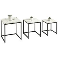 MID.YOU SADA ZASÚVACÍCH STOLÍKOV, čierna, biela, kov, kompozitné drevo, 44,5/40/44 cm