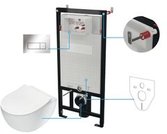 Zestaw Podtynkowy Deante Miska WC z deską Peonia Stelaż z przyciskiem chrom CDES6ZPW