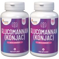 2er Pack: Glucomannan (Konjac) 3000 mg mit Chrom, 360 Kapseln, Standardisiert auf 95 % Ballaststoffe; Appetitzügelung | Essentials Sensilab