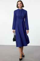 Trendyol Saxe Stand Collar Skater/Waist Open Midi Woven Dress