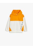 Koton Hooded Sweatshirt Slogan Printed Color Block