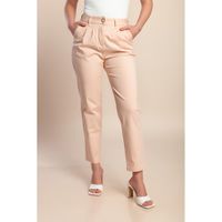 High Waist Baumwollhose, Apricot