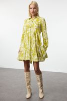 Trendyol Oil Green Floral Mini Woven Dress