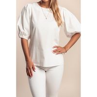 Pamučna Bluza S Napuhanim Rukavima, Bijela