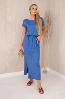 Women's viscose dress with pockets - denim