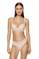 Gorteks Luna striped lace push-up bra beige