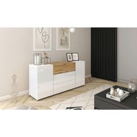 MID.YOU ŠIROKÁ KOMODA, bílá, dub wotan, 150/68/38,5 cm