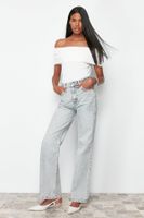 Trendyol Light Blue Pale Effect Vintage High Waist Wide Leg Jeans