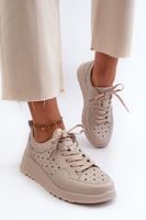 S. BARSKI Áttört női tornacipő Wedge Natural Leather Bézs S.Barski LR482