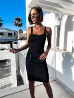 Černé žebrované šaty LOGANES Velikost: ONESIZE